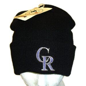 Colorado Rockies Mens Vintage Black Beanie Winter Cuffed hat cap New Tags Mlb